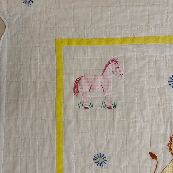 Vintage handmade baby quilt blanket play mat with animals 36” x 54.5” - Picture 3 of 16